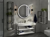 Консоль стальная с раковиной подвесная Cezares CADRO 120 Nero двухъярусная, раковина белая