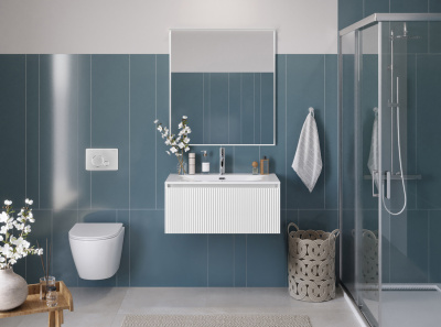 Тумба с раковиной подвесная с одним ящиком BelBagno UNO 80 Bianco Opaco, раковина белая BB-8099-80