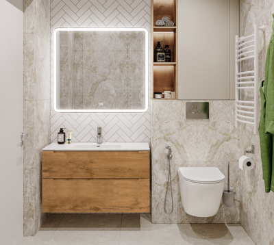 Тумба с раковиной подвесная BelBagno ETNA-H60 100 Rovere Nature, раковина белая