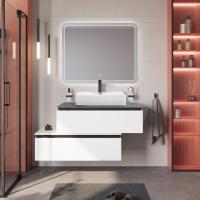 Тумба со столешницей подвесная и нижней тумбой CEZARES SLIDER 100 Bianco Opaco, столешница SLD-100/48-MNO