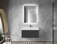 Тумба с раковиной подвесная выдвижными ящиком и внутренним ящиком CEZARES PREMIUM 90 Nero opaco, раковина белая