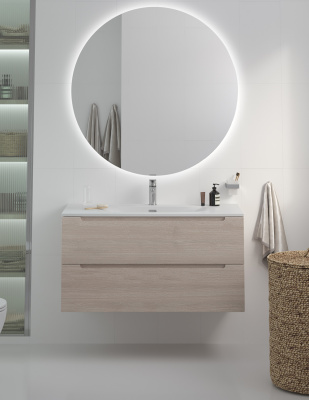 Тумба с раковиной подвесная BelBagno ETNA 100 Rovere Grigio, раковина белая BB-8099-100