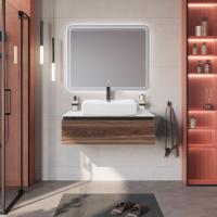 Тумба со столешницей подвесная CEZARES SLIDER 100 Орех дымчатый, столешница SLD-100/48-BO