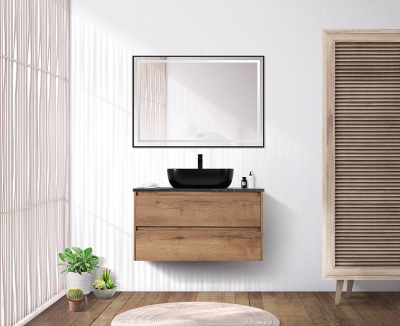 Тумба со столешницей и накладной раковиной подвесная BelBagno KRAFT 100 Rovere Tabacco