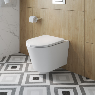 Унитаз подвесной безободковый с сиденьем и смывом TORNADO BelBagno TRE-TOR BB5180CH-TOR/SC