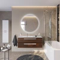 Тумба с раковиной подвесная с двумя ящиками, левосторонняя CEZARES ECO-CER-N 120 Орех Шоколад Софт, раковина белая CZR-8095-120-L Тумба с раковиной подвесная с двумя ящиками, левосторонняя CEZARES ECO-CER-N 120 Орех Шоколад Софт, раковина белая CZR-8095-120-L