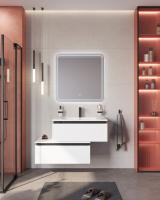 Тумба с раковиной подвесная с нижней тумбой CEZARES SLIDER 80 Bianco Opaco, раковина белая