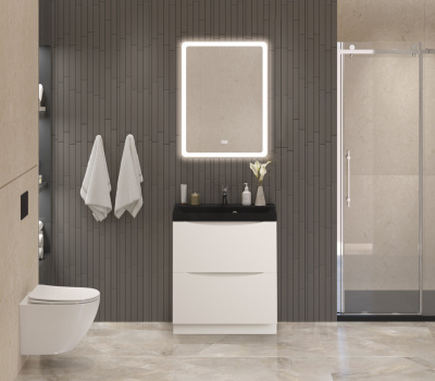 Тумба с раковиной напольная BelBagno MARINO 70 Bianco Lucido, раковина чёрная BB700/450-LV-ART-AST-NERO Тумба с раковиной напольная BelBagno MARINO 70 Bianco Lucido, раковина чёрная BB700/450-LV-ART-AST-NERO