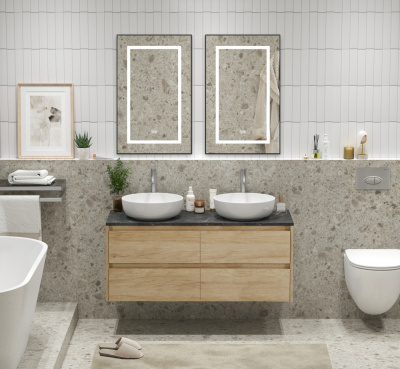 Тумба с четырьмя ящиками и столешницей подвесная BelBagno KRAFT 120 Rovere Nebrasca Nature