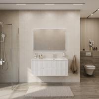 Тумба с раковиной подвесная с двумя ящиками, правосторонняя CEZARES DUET-N 120 Bianco Lucido, раковина белая CZR-8095-120-R Тумба с раковиной подвесная с двумя ящиками, правосторонняя CEZARES DUET-N 120 Bianco Lucido, раковина белая CZR-8095-120-R