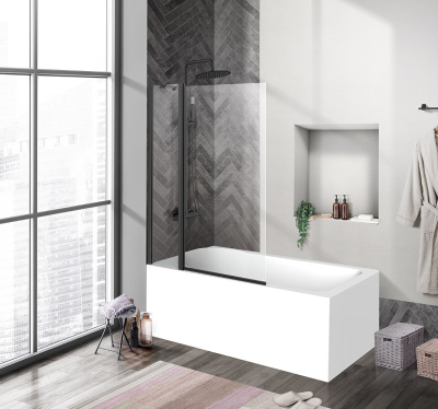 Душевая шторка на ванну BelBagno UNO-V-11-100/150-C-NERO