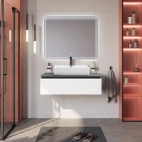 Тумба со столешницей подвесная CEZARES SLIDER 100 Bianco Opaco, столешница SLD-100/48-MNO