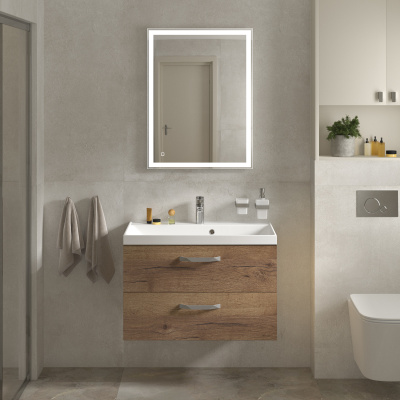 Тумба с раковиной подвесная BelBagno AURORA 80 Rovere Tabacco, раковина белая