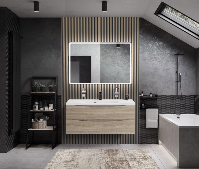Тумба с раковиной подвесная BelBagno MARINO 120 Rovere Grigio, раковина белая