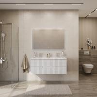 Тумба с раковиной подвесная CEZARES DUET-N 120 Ясень Белый Софт, раковина белая CZR-8073-120-1-2 Тумба с раковиной подвесная CEZARES DUET-N 120 Ясень Белый Софт, раковина белая CZR-8073-120-1-2