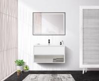 Тумба c раковиной подвесная с одним ящиком и одной открытой полкой BelBagno KRAFT 100 Bianco Opaco, раковина белая Тумба c раковиной подвесная с одним ящиком и одной открытой полкой BelBagno KRAFT 100 Bianco Opaco, раковина белая