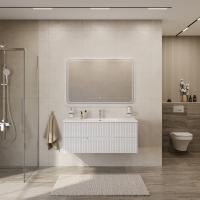 Тумба с раковиной подвесная CEZARES DUET-N 120 Ясень Белый Софт, раковина белая CZR-8095-120 Тумба с раковиной подвесная CEZARES DUET-N 120 Ясень Белый Софт, раковина белая CZR-8095-120