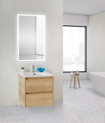 Тумба с раковиной подвесная BelBagno KRAFT 39 50 Rovere Nebrasca Nature, раковина белая