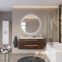 Тумба с раковиной подвесная CEZARES ECO-CER-N 120 Орех шоколад Софт, раковина белая CZR-8073-120-1-2