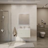 Тумба с раковиной подвесная CEZARES DUET-N 80 Альпака Брашированная, раковина белая CZR-8095-80 Тумба с раковиной подвесная CEZARES DUET-N 80 Альпака Брашированная, раковина белая CZR-8095-80