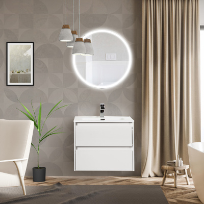 Тумба с раковиной подвесная BelBagno KRAFT 70 Bianco Opaco, раковина белая