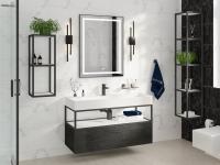 Консоль стальная с раковиной подвесная Cezares CADRO 100 Nero одноярусная , раковина белая