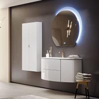 Тумба со стеклянной раковиной подвесная CEZARES EDEN 121 Bianco lucido, раковина белая