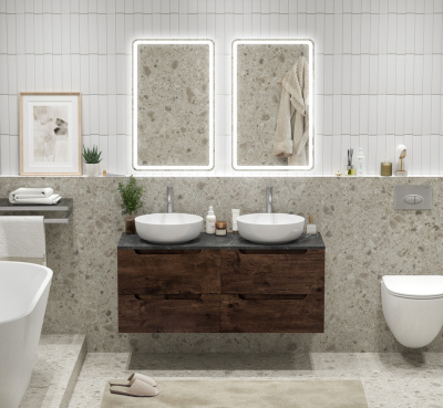 Тумба с четырьмя ящиками и столешницей подвесная BelBagno ETNA 120 Rovere Moro