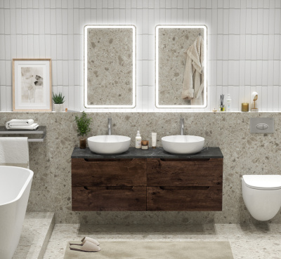 Тумба с четырьмя ящиками и столешницей подвесная BelBagno ETNA 140 Rovere Moro