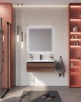 Тумба с раковиной подвесная CEZARES SLIDER 80 Орех дымчатый, раковина белая