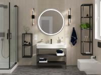 Консоль стальная с раковиной напольная Cezares CADRO 80 Nero двухъярусная, раковина белая