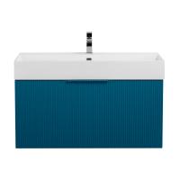 Тумба подвесная под раковину с выдвижным ящиком и внутренним ящиком CEZARES PREMIUM 55443 Plisse Blu petrolio