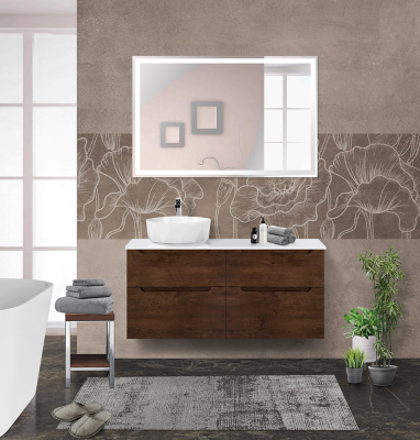 Тумба со столешницей подвесная BelBagno ETNA-H60 120 Rovere Moro, раковина слева Тумба со столешницей подвесная BelBagno ETNA-H60 120 Rovere Moro, раковина слева