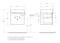 Тумба с раковиной подвесная выдвижными ящиком и внутренним ящиком CEZARES PREMIUM 50 Grigio nuvola, раковина белая