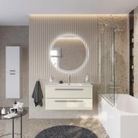 Тумба с раковиной подвесная CEZARES ECO-CER-N 100 Альпака Брашированная, раковина белая CZR-8095-100