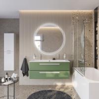 Тумба с раковиной подвесная CEZARES ECO-CER-N 120 Фисташковый Софт, раковина белая CZR-8073-120-1-2