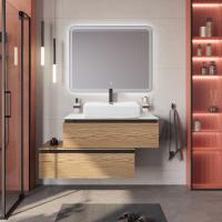 Тумба со столешницей подвесная и нижней тумбой CEZARES SLIDER 100 Дуб тангент, столешница SLD-100/48-BO