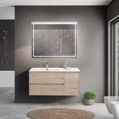 Тумба с раковиной подвесная с двумя ящиками и одной дверцей BelBagno KRAFT 100 Rovere Galifax Bianco левая, раковина белая Тумба с раковиной подвесная с двумя ящиками и одной дверцей BelBagno KRAFT 100 Rovere Galifax Bianco левая, раковина белая