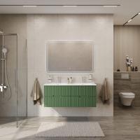 Тумба с раковиной подвесная с четырьмя ящиками CEZARES DUET-N 120 Фисташковый Софт, раковина белая с двумя чашами CZR-8073-120-2 Тумба с раковиной подвесная с четырьмя ящиками CEZARES DUET-N 120 Фисташковый Софт, раковина белая с двумя чашами CZR-8073-120-2