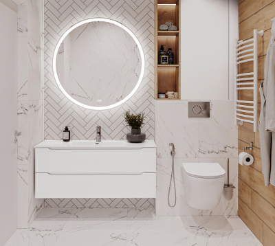 Тумба с раковиной подвесная BelBagno ETNA 120 Bianco Lucido, раковина белая