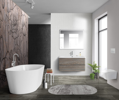 Тумба с раковиной подвесная BelBagno ALBANO 100 Pino Scania, раковина белая