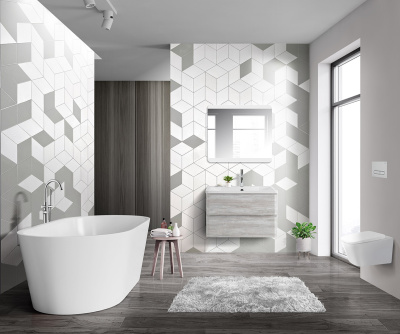 Тумба с раковиной подвесная BelBagno ALBANO 80 Rovere Vintage Bianco, раковина белая