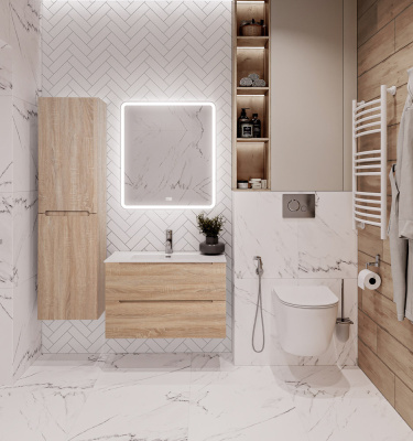 Тумба с раковиной подвесная BelBagno ETNA 80 Rovere Bianco, раковина белая Тумба с раковиной подвесная BelBagno ETNA 80 Rovere Bianco, раковина белая