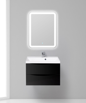 Тумба с раковиной подвесная BelBagno MARINO 70 Nero Lucido, раковина белая