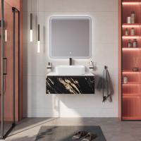 Тумба со столешницей подвесная CEZARES SLIDER 80 Чёрный фьюжн, столешница SLD-80/48-BO