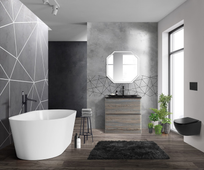 Тумба с раковиной напольная BelBagno ALBANO 80 Pino Scania, раковина чёрная