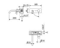 Смеситель для раковины встраиваемый CEZARES LEAF-BLI1-20-L-MM Смеситель для раковины встраиваемый CEZARES LEAF-BLI1-20-L-MM