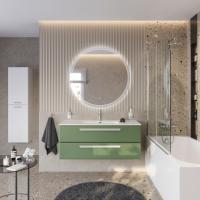 Тумба с раковиной подвесная CEZARES ECO-CER-N 120 Фисташковый Софт, раковина белая CZR-8095-120