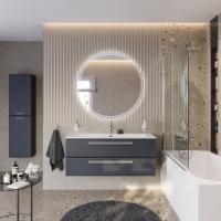 Тумба с раковиной подвесная CEZARES ECO-CER-N 120 Grafito, раковина белая CZR-8073-120