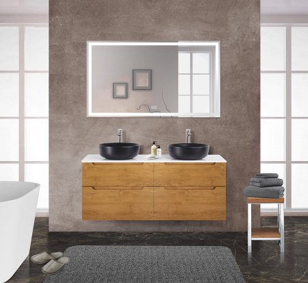 Тумба со столешницей и накладными раковинами подвесная BelBagno ETNA-H60 140 Rovere Nature